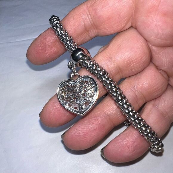 Tree of Life Silver Tone Beaded Stretch Bracelet - Picture 6 of 10